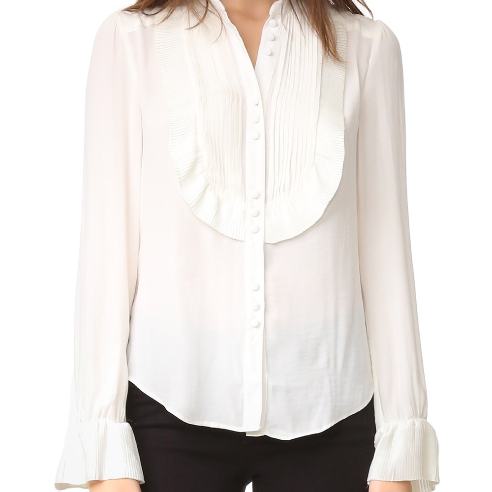 Free People Ruffle Pintuck Shirt White